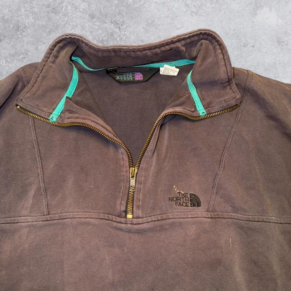 Vintage 80s The North Face Quarter Zip Fleece Jacket purplish Grey Pullover Mens